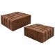 Kit 2 Puffs Decorativo Sala de Estar Frances Trio Couro Caramelo G72 - Gran Belo