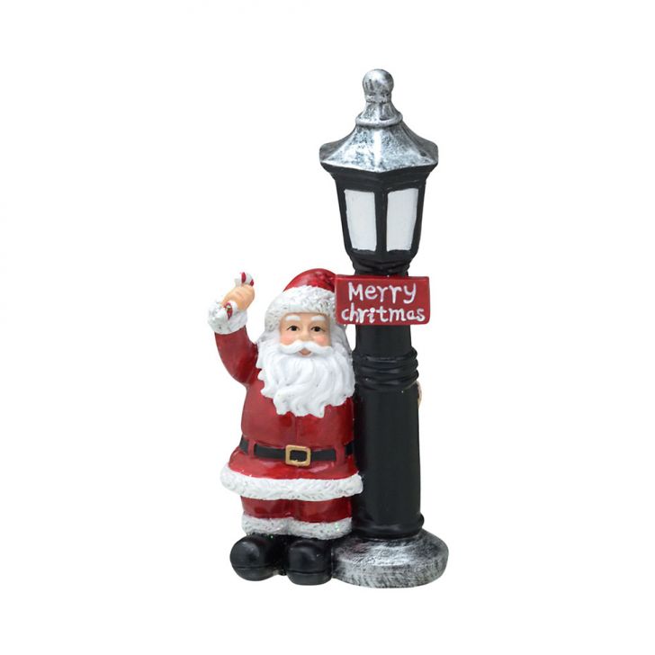 Enfeite Natalino Espressione Papai Noel com Poste Vermelho e Preto 16 cm
