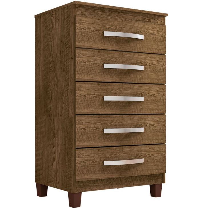 Cômoda para Quarto 5 Gavetas com Pés Cannes  Malbec