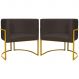 Kit 2 Poltronas Decorativa Para Sala Recepção Manicure Consultório Luna Suede Marrom Base de Ferro Dourado