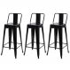 Kit 3 Banquetas Altas com Encosto Tolix Iron Preto