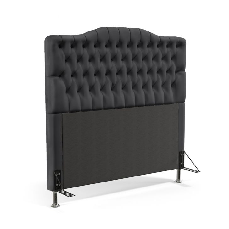 Cabeceira Pollux 160 Decorativa de Cama Queen N-022 Veludo Chumbo Aradecor