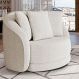 Poltrona Decorativa Base Giratória Galáxia com Almofadas Boucle Branco G45 - Gran Belo