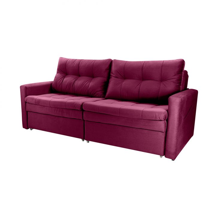 Image of Sofá 3 Lugares Sem Caixa Retrátil E Reclinável Nayla Veludo Marsala 220 Cm PLA-MO895UP14OIJMOB