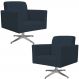 Kit 02 Poltronas Decorativas Base Giratória Para Sala de Estar Helô L02 Suede Azul Marinho - Lyam Decor
