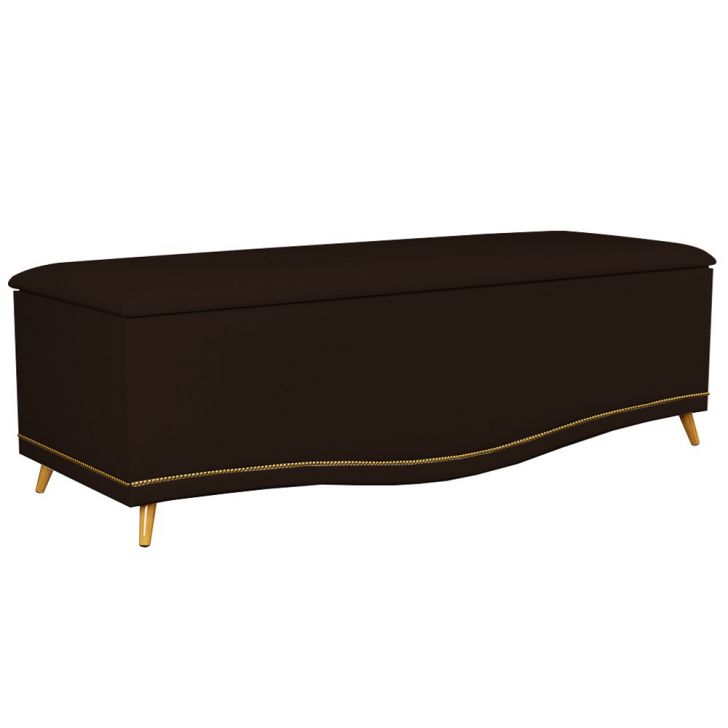 Calçadeira Baú King 195cm com Tachas Imperial J02 Sintético Marrom Escuro - Mpozenato