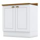 Balcão 2 Portas 80cm Americana Branco com Tampo Nature - Móveis Henn
