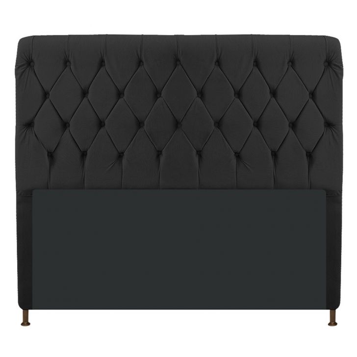 Cabeceira Estofada Cristal 195 cm King Size Com Capitonê Suede Preto - Amarena Móveis