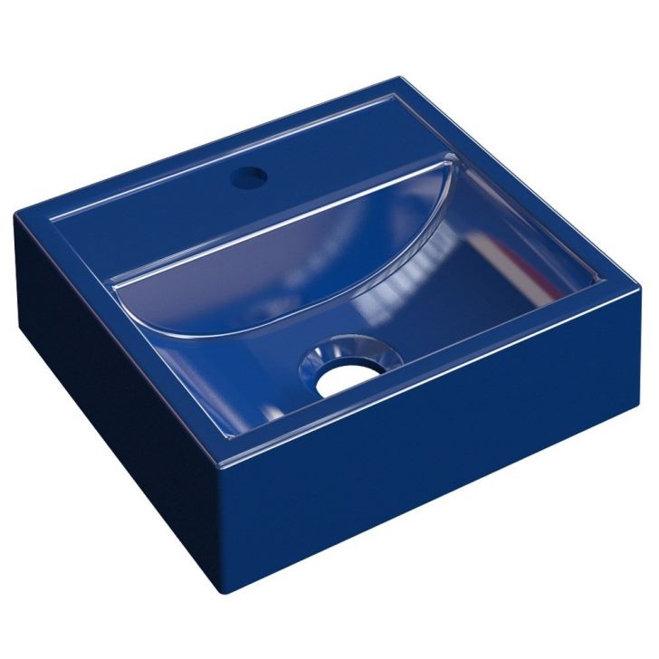 Cuba Pia De Apoio Para Banheiro Quadrada Kuad 32 C08 Azul Escuro - Mpozenato