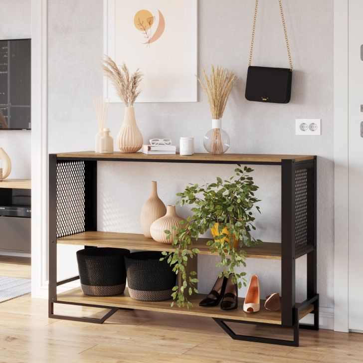 Aparador Industrial com Estrutura e Tela Metálica Mel