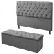 Kit Cabeceira Paris+ Calçadeira Itália King 195 CM Suede Cinza - D A Decor