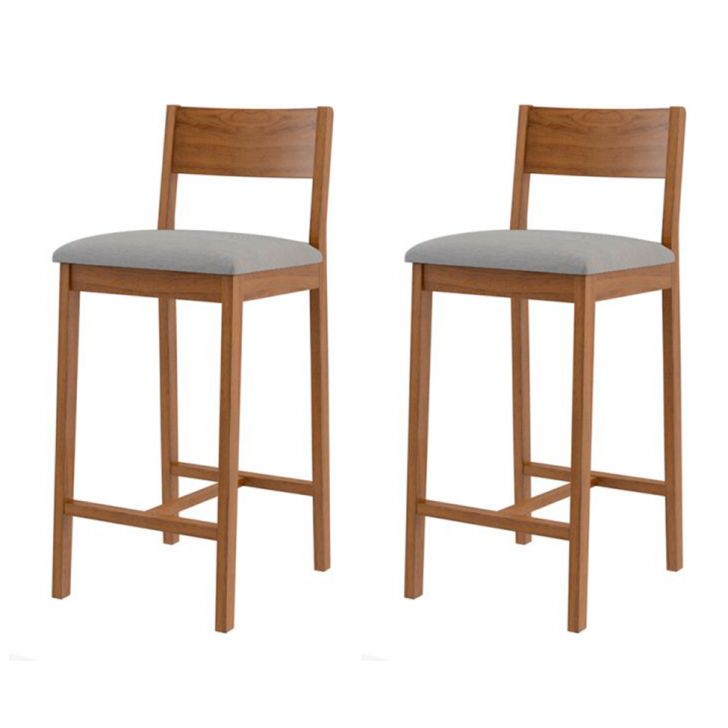 Conjunto com 2 Banquetas Manu Cinza e Nogueira