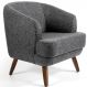 Poltrona Decorativa com Pés de Madeira Tamara D02 Linho Chumbo D-469 - Lyam Decor
