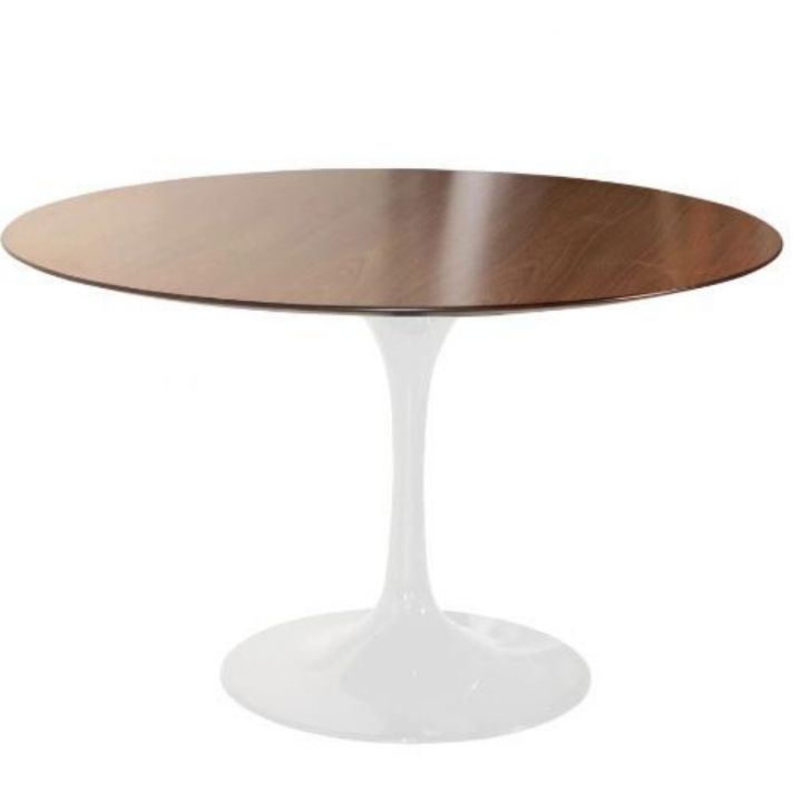 Mesa de Jantar Tulipa Saarinen Redonda 110 cm Tampo Imbuia base Branca