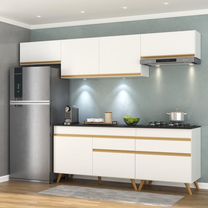 Cozinha Completa 5 peças com Leds MP2032 Veneza Up Multimóveis Branca