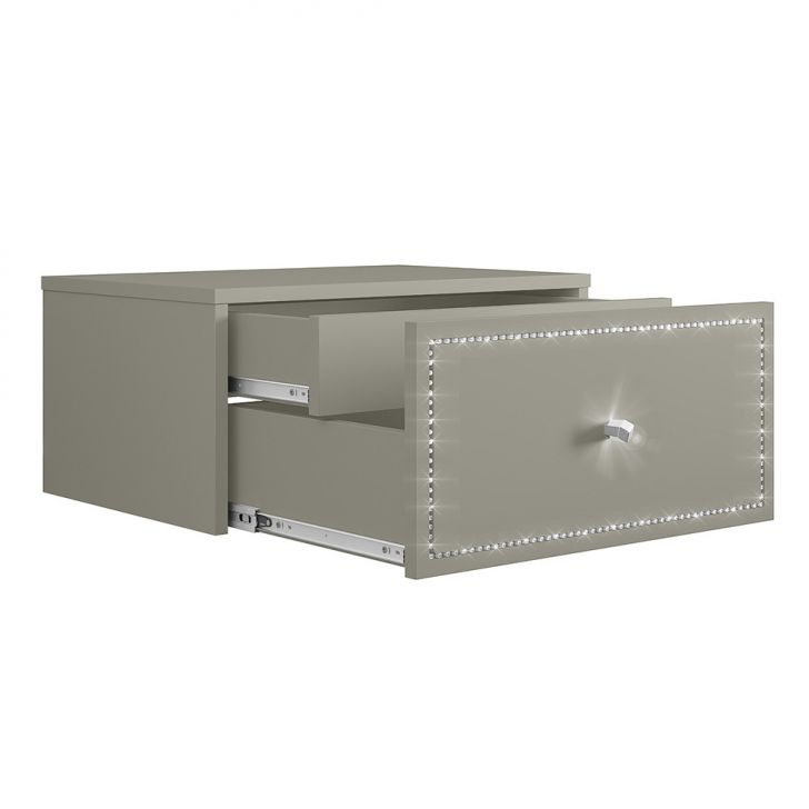 Mesa De Cabeceira Strass 2 Gavetas Off White