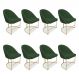Kit 08 Cadeiras Poltrona de Jantar Bela Suede Verde Base Metálica Industrial Dourado - Pallazio