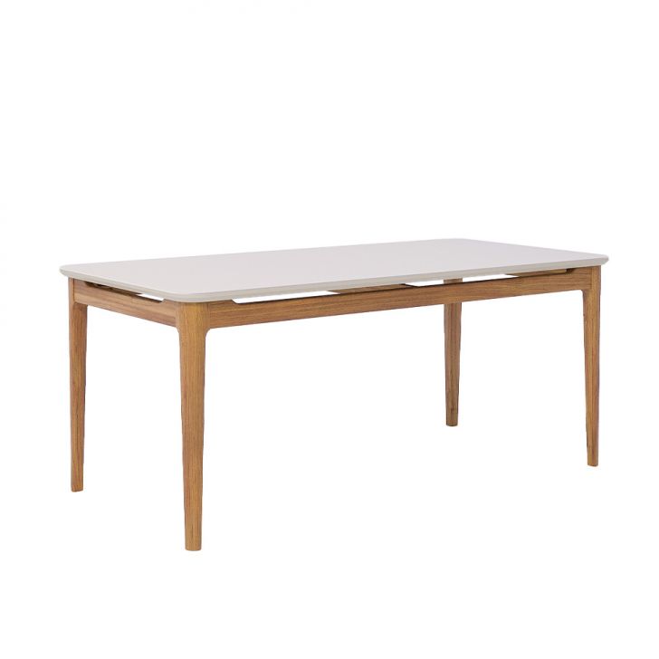 Mesa de Jantar Retangular com Tampo de Vidro Off White Baoba Cinamomo 180 cm