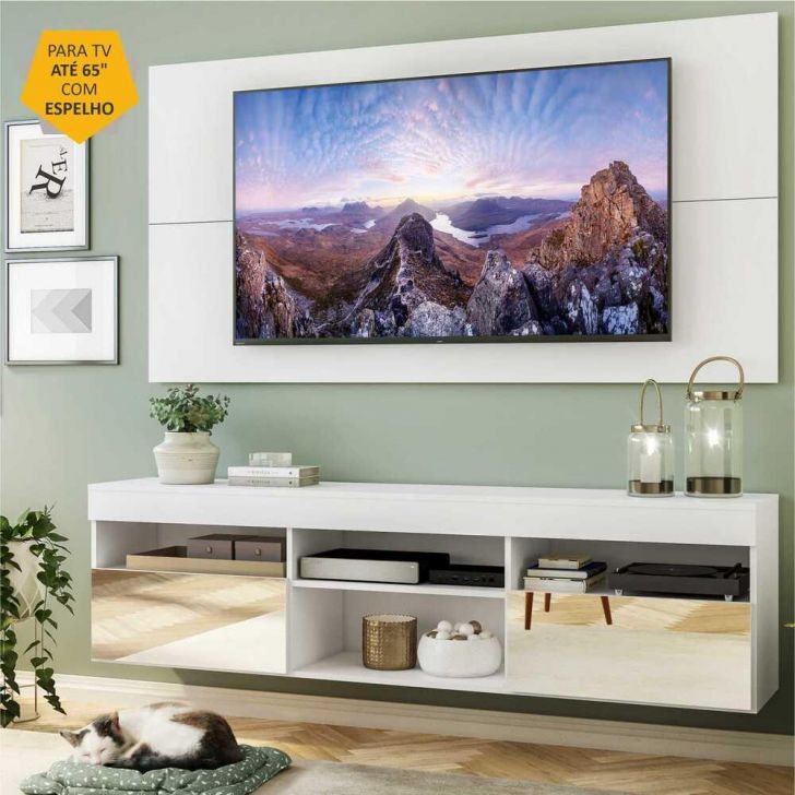 Rack Suspenso com Espelho, Painel TV 65