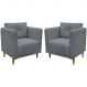 Kit 2 Poltronas Para Sala Aviv Decorativa Recepção Escritório Confortável Reforçada Linho Premium Cinza