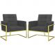 2 Poltronas com Base de Ferro Dourada Reforçada para Recepção MOBLAN decor