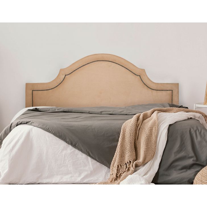 Cabeceira Queen Para Cama Box Provençal 160x60 Suede Bege - Tachas Fumê