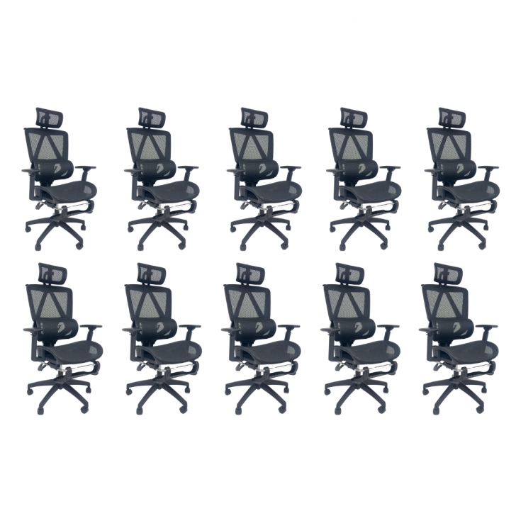 Kit 10 Cadeiras de Escritório Presidente Executiva Oficial Titan Preto