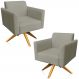 Kit 02 Poltronas Decorativas Isabella Base Giratória Madeira Suede Nude G19 - Gran Belo