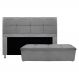 Kit Cabeceira e Calçadeira Munique 140 cm Casal Corano Cinza - Amarena Móveis