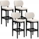 Kit 4 Banquetas Alta Bar Cozinha Sala Jantar Fixa Betta L02 Preto Linho Cru - Lyam Decor