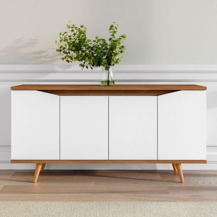 Buffet 4 Portas de Bater Arizona Branco/Cedro