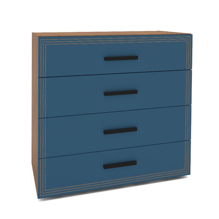 Cômoda Valência 4 Gavetas Azul e Freijó