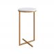 Mesa Lateral Redonda Volpi Branca e Dourada 56x30 cm