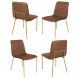 Conjunto 4 Cadeiras Malu Couro Marrom Metal Dourado