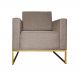 Poltrona Decorativa Leticia Slim Com Base de Metal Linho Cacau - DS Estofados