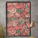 Quadro Decorativo Abstrato Ondas Rosa e Verde-34x49Cm