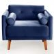 Poltrona Decorativa Luma Suede Azul Marinho com Pés em Madeira