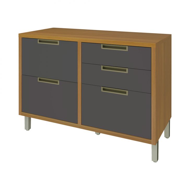 Balcão de Cozinha Imperatriz com Tampo 1 Porta 4 Gavetas Freijó e Grafite 120 cm