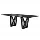 Mesa Sala de Jantar 8 Lugares 218cm Tampo de Vidro Giaguaro Preto/Ébano G13 - Gran Belo