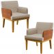 Kit 02 Poltronas Decorativas Base Mel Beatriz W01 Linho Bege Couríssimo Camel - Lyam Decor