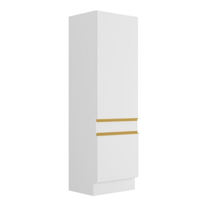 Paneleiro 2 Portas 62cm com Rodapé Veneza Multimóveis V2119 Branco/Dourado