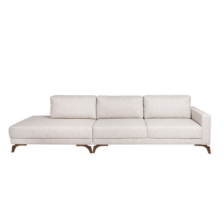 Image of Sofá 6 Lugares Henry Com Chaise Esquerdo Veludo Bege PLA-SO964UP14KTPMOB