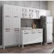 Cozinha Completa Modulada de Aço 4 Peças com Vidros e Gabinete Pia Multimóveis CR20352 Branco