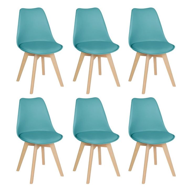 Kit 6 cadeiras jantar cozinha Leda Eames com assento estofado Tiffany