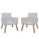 Kit 02 Poltronas Decorativas Camila Pés Palito Suede Branco - DS Estofados