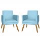 Combo 02 Poltrona Decorativa Pés Palito Nina Estilo Matelassê Azul Turquesa - DS Estofados