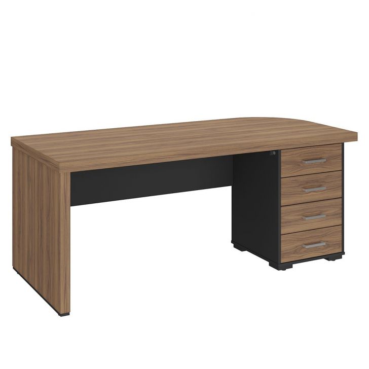 Mesa para Escritório 4 Gavetas com Chave Lado Direito Nogal/Preto