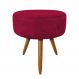 Puff Banqueta Redonda Nina Suede Vermelho Pés Palito Castanho - Pallazio