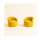 Kit 02 Poltronas Curva Orgânica Nature Gaia Suede Amarelo - Montanaris Decor