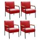 Kit 04 Poltronas Decorativas Jade Braço Fixo Preto - Suede Vermelho